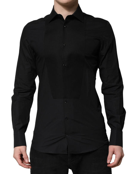 Dolce & Gabbana Black GOLD Long Sleeves Dress Formal Shirt - Hilstor