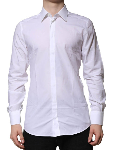 Dolce & Gabbana White GOLD Long Sleeves Dress Formal Shirt - Hilstor