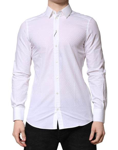 Dolce & Gabbana White MARTINI Long Sleeves Dress Formal Shirt - Hilstor