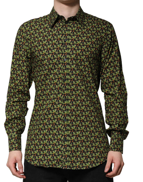 Dolce & Gabbana Multicolor Cotton Cactus GOLD Men Formal Shirt - Hilstor