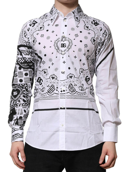 Dolce & Gabbana White MARTINI Bandana Print Formal Shirt - Hilstor