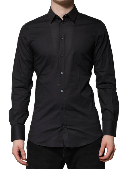 Dolce & Gabbana Blue Cotton GOLD Long Sleeves Formal Shirt - Hilstor