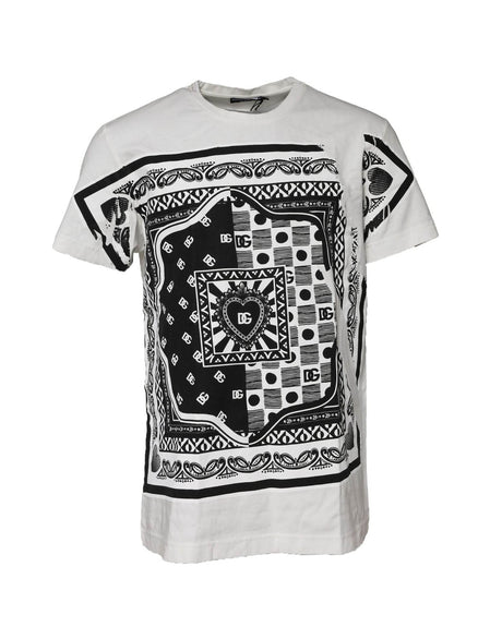 Dolce & Gabbana White Bandana Crew Neck Short Sleeves T-shirt - Hilstor