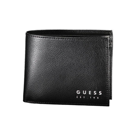 Guess Jeans Chic Black Leather Dual-Compartment Wallet - Hilstor