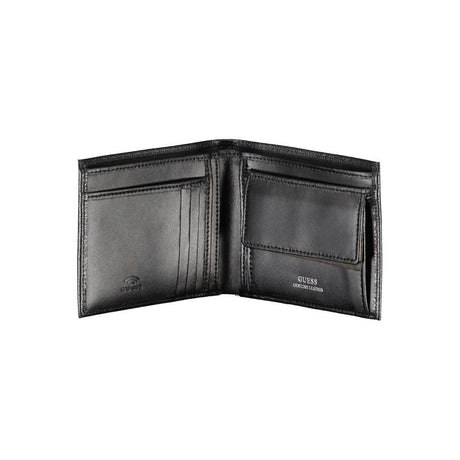 Guess Jeans Chic Black Leather Dual-Compartment Wallet - Hilstor