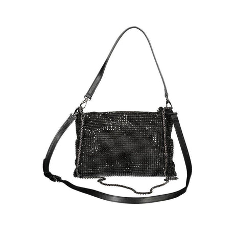 Mario Valentino Black Polyester Women Handbag with Rhinestone Details - Hilstor