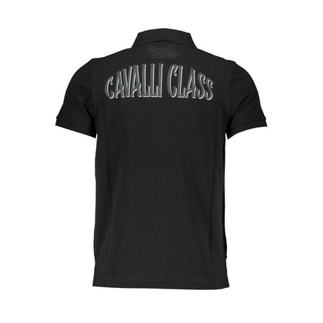 Cavalli Class Black Cotton Men Polo Shirt - Hilstor