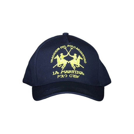 La Martina Blue Cotton Men Cap - Hilstor