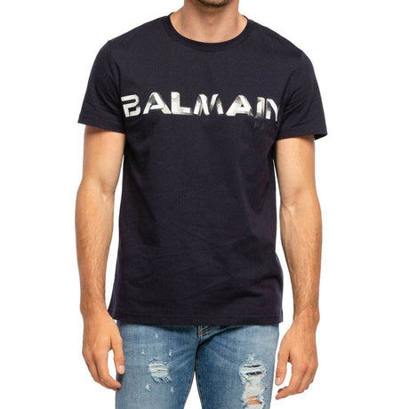Balmain Blue Cotton T-Shirt - Hilstor