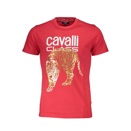 Cavalli Class Red Cotton Men T-Shirt - Hilstor