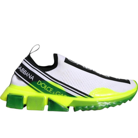 Dolce & Gabbana White Yellow Slip On Sorrento Sneakers Shoes - Hilstor