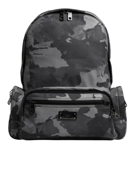 Dolce & Gabbana Gray Cotton Camouflage Logo Plaque Backpack Bag - Hilstor
