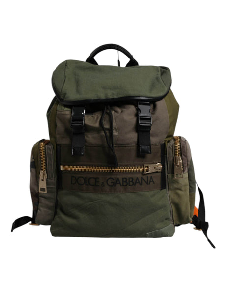 Dolce & Gabbana Green Patchwork Travel Backpack Military Bag - Hilstor