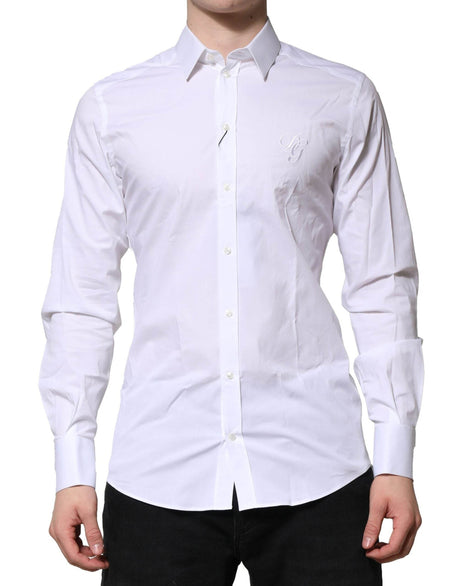 Dolce & Gabbana White Long Sleeves Dress GOLD Formal Shirt - Hilstor