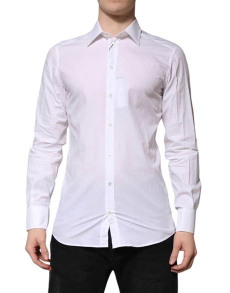 Dolce & Gabbana White GOLD Long Sleeves Dress Men Formal Shirt - Hilstor