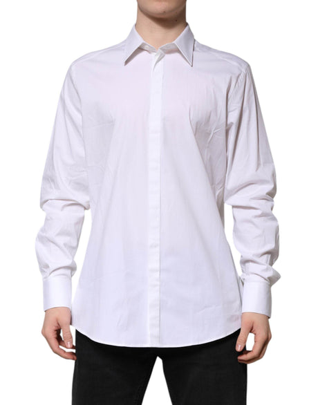 Dolce & Gabbana White MARTINI Long Sleeve Dress Formal Shirt - Hilstor