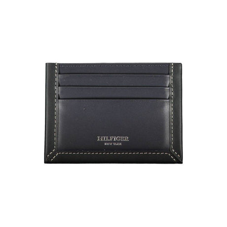 Tommy Hilfiger Sleek Blue Leather Card Holder with Contrast Detail - Hilstor