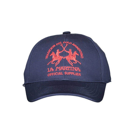 La Martina Blue Cotton Men Cap - Hilstor