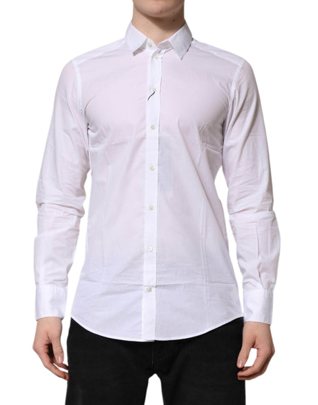 Dolce & Gabbana White Cotton Long Sleeves Dress Formal Shirt - Hilstor