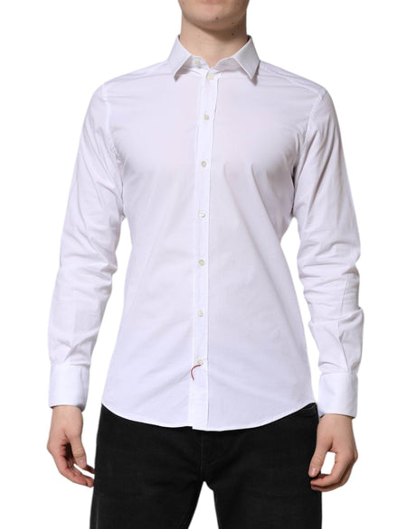 Dolce & Gabbana White GOLD Long Sleeve Dress Formal Shirt - Hilstor
