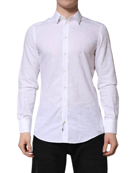 Dolce & Gabbana White MARTINI Cotton Long Sleeve Formal Shirt - Hilstor