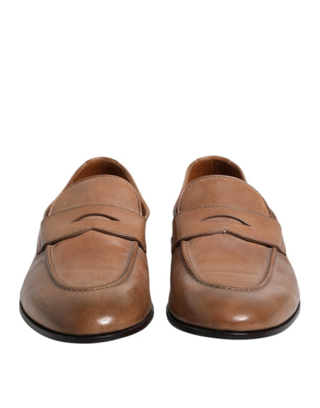 Brunello Cucinelli Brown Leather Loafer Dress Formal Shoes - Hilstor