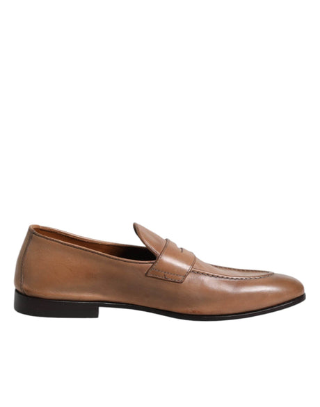 Brunello Cucinelli Brown Leather Loafer Dress Formal Shoes - Hilstor