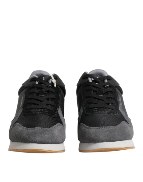 Trussardi Black Gray Lace Up Low Top Casual Sneakers Shoes - Hilstor