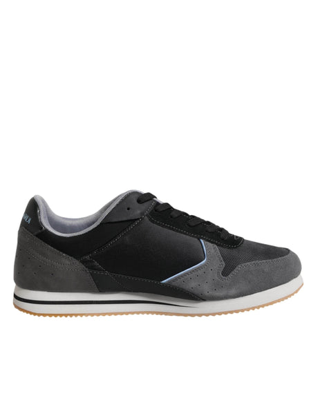 Trussardi Black Gray Lace Up Low Top Casual Sneakers Shoes - Hilstor