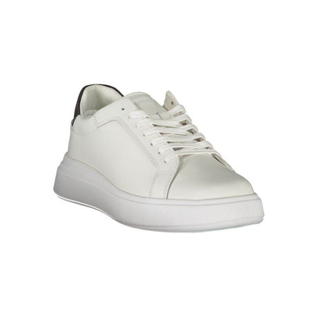 Calvin Klein Sleek White Contrast Lace-Up Sneakers - Hilstor