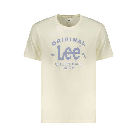 Lee Beige Cotton Men T-Shirt - Hilstor