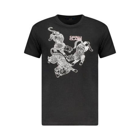 Cavalli Class Black Cotton Men T-Shirt - Hilstor