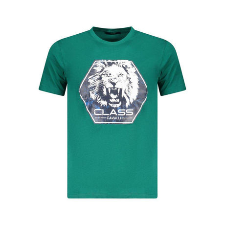 Cavalli Class Green Cotton T-Shirt - Hilstor