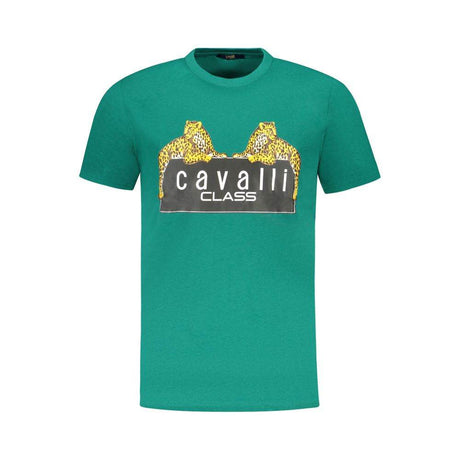 Cavalli Class Green Cotton Men T-Shirt - Hilstor