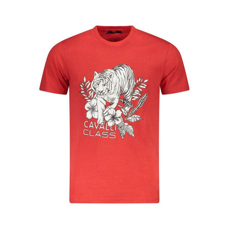 Cavalli Class Red Cotton Men T-Shirt - Hilstor