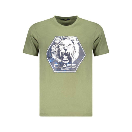 Cavalli Class Green Cotton Men T-Shirt - Hilstor