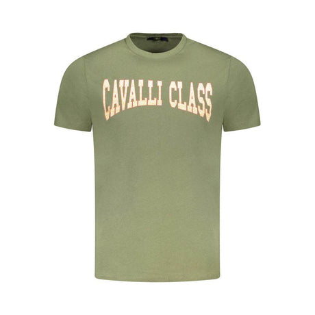 Cavalli Class Green Cotton Men T-Shirt - Hilstor