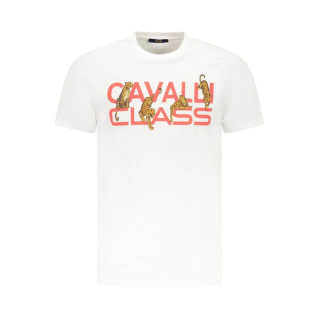 Cavalli Class White Cotton Men T-Shirt - Hilstor