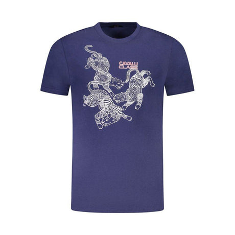 Cavalli Class Blue Cotton Men T-Shirt - Hilstor