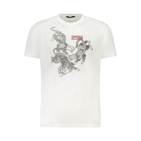 Cavalli Class White Cotton Men T-Shirt - Hilstor