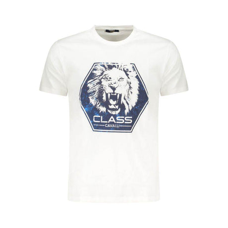 Cavalli Class White Cotton Men T-Shirt - Hilstor
