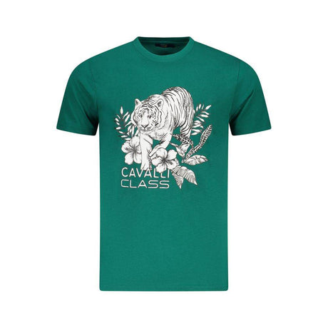 Cavalli Class Green Cotton Men T-Shirt - Hilstor