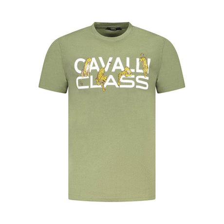 Cavalli Class Green Cotton Men T-Shirt - Hilstor