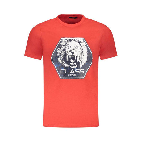 Cavalli Class Red Cotton Men T-Shirt - Hilstor