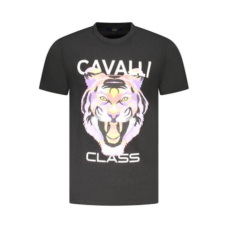 Cavalli Class Black Cotton Men T-Shirt - Hilstor