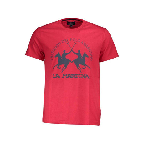 La Martina Red Cotton Men T-Shirt - Hilstor