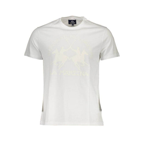 La Martina White Cotton Men T-Shirt - Hilstor