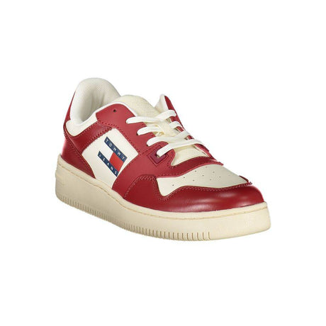 Tommy Hilfiger Red Leather Women Sneaker - Hilstor