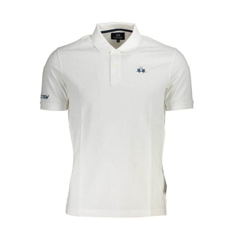 La Martina White Cotton Men Polo Shirt - Hilstor