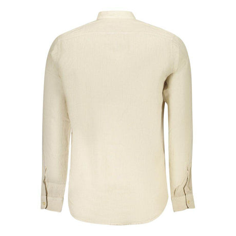 Hugo Boss Beige Linen Men Shirt - Hilstor